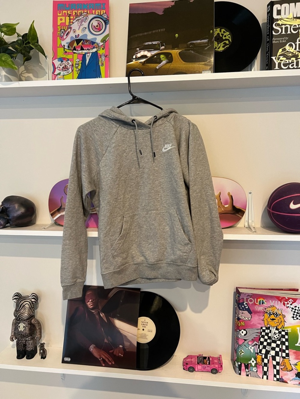 Nike Gray Hooded Sweatshirt with White Swoosh